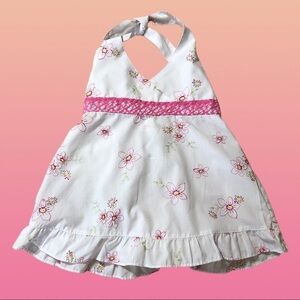 Lemon Kiss Stitched Floral Halter Dress